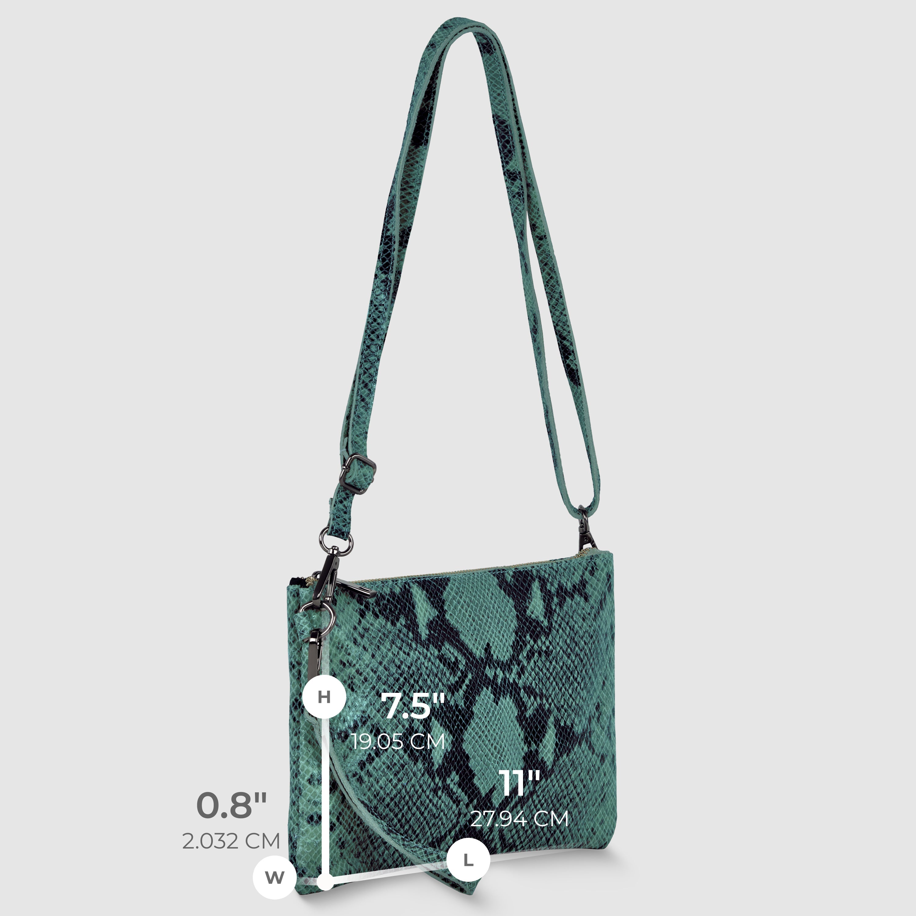 Italian Genuine Python-Print Suede Crossbody Bag | Lecce