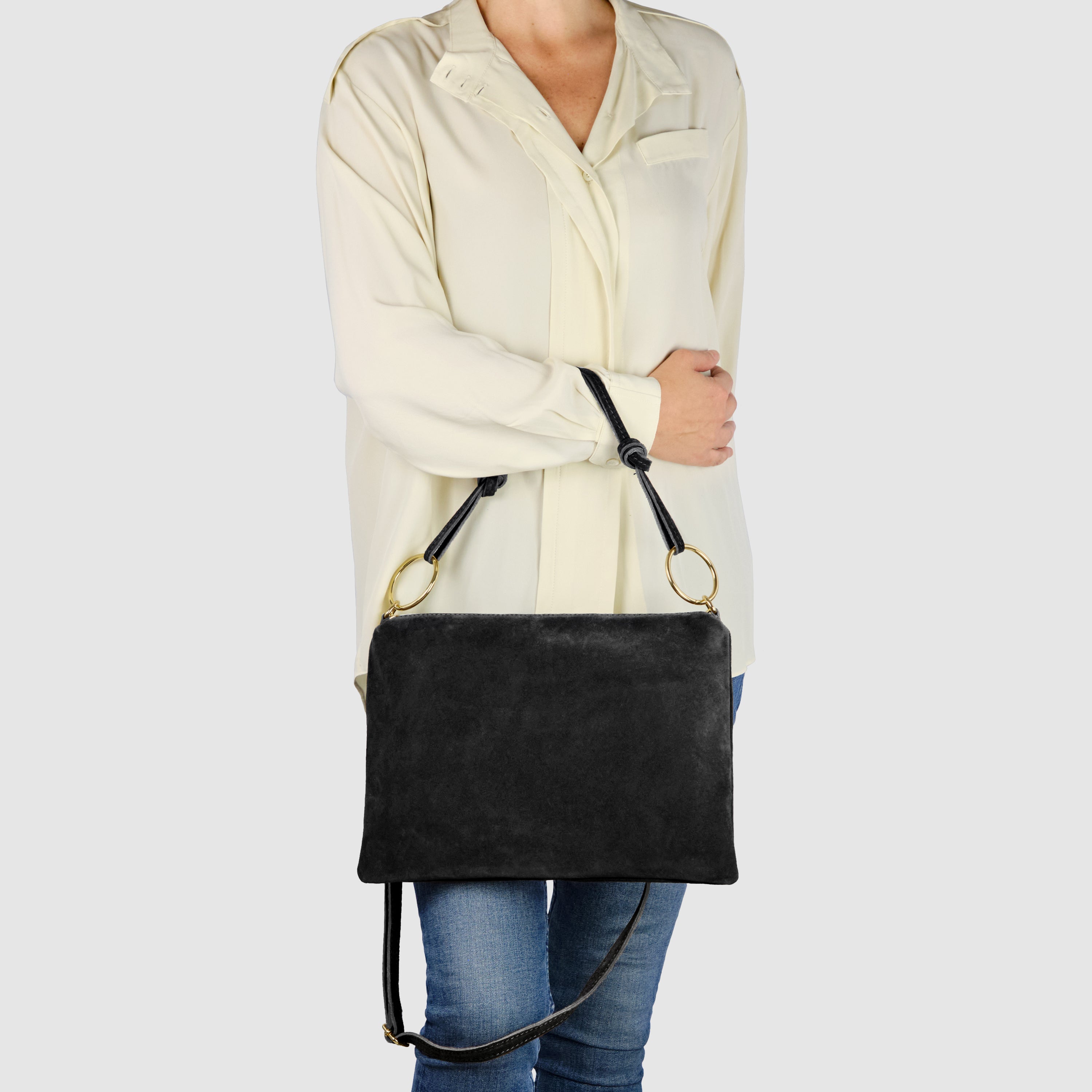 Italian Genuine Suede Shoulder Bag | Modena