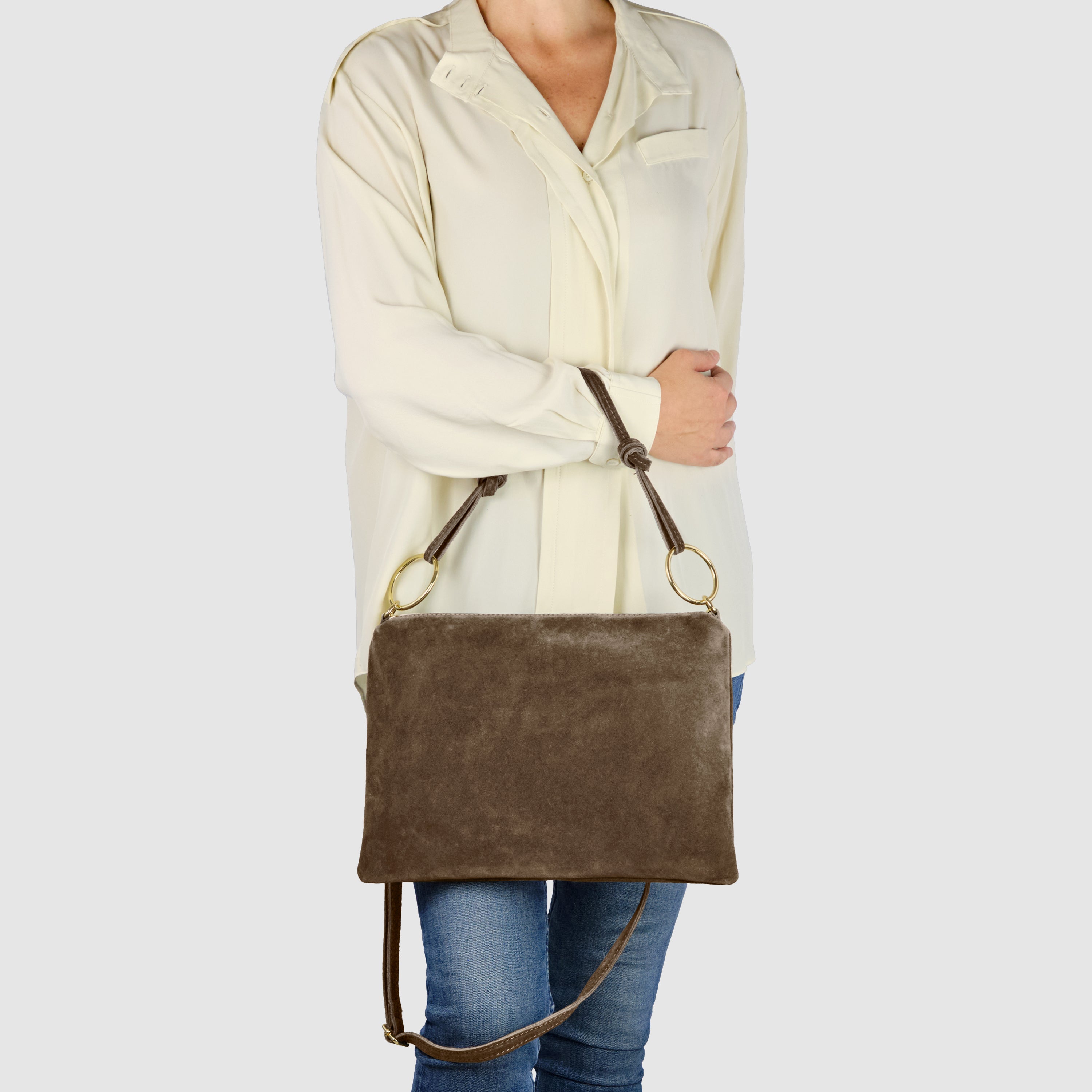 Italian Genuine Suede Shoulder Bag | Modena