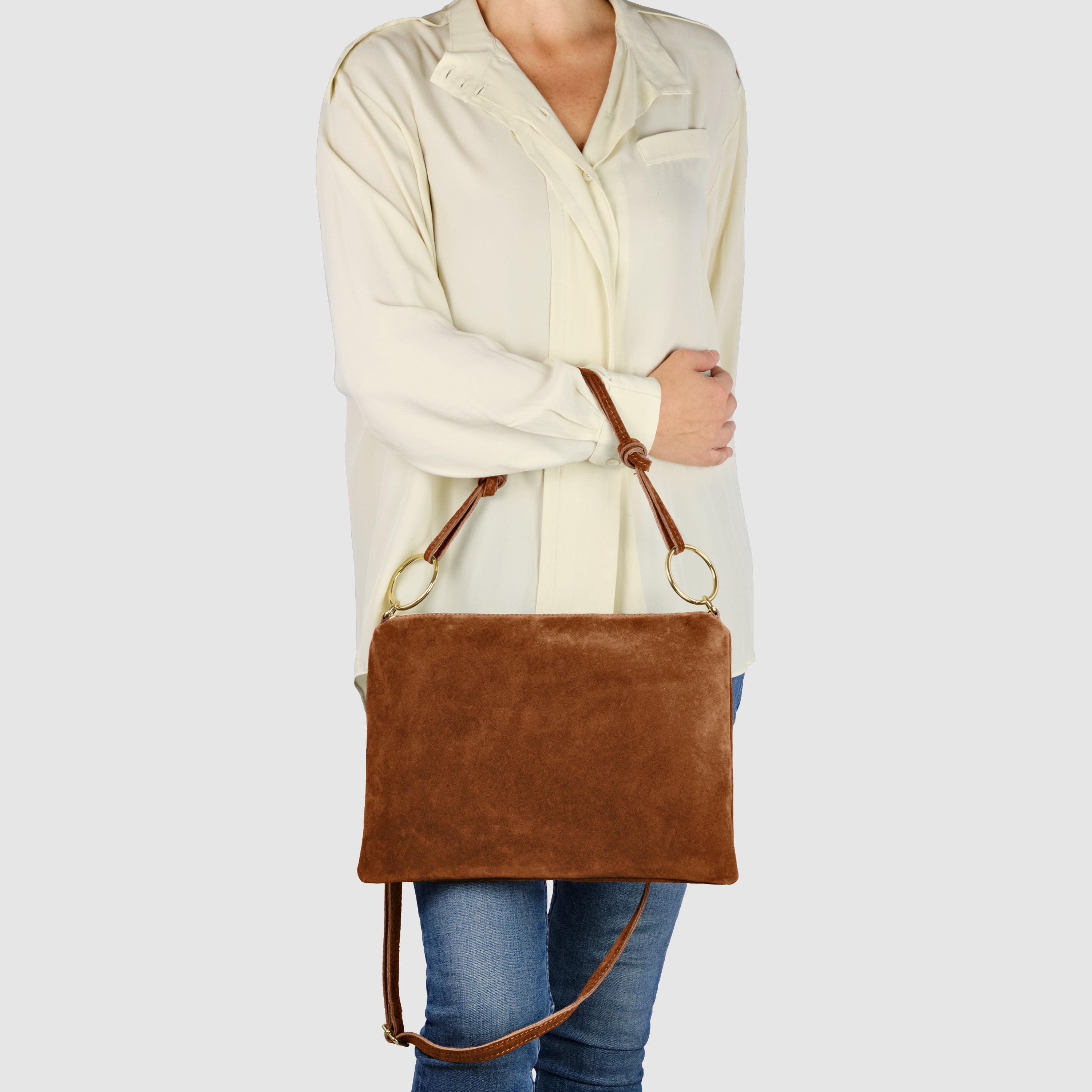 Italian Genuine Suede Shoulder Bag | Modena