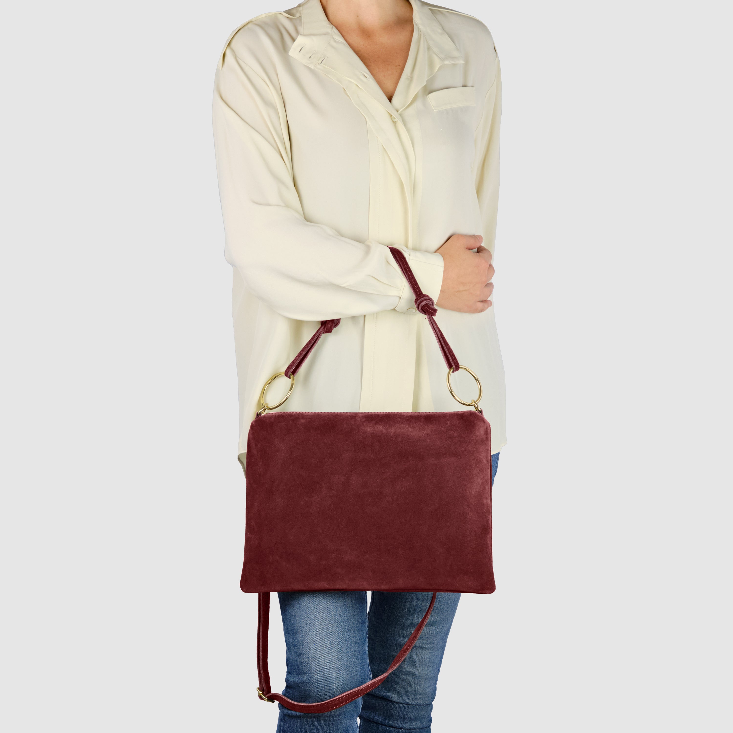 Italian Genuine Suede Shoulder Bag | Modena