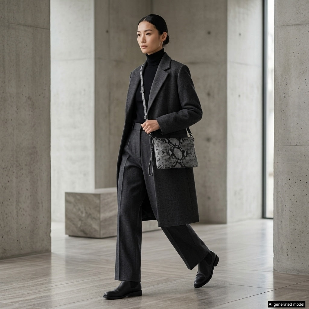 Italian Genuine Python-Print Suede Crossbody Bag | Lecce